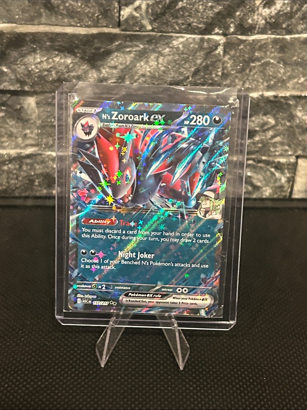 Pokémon N’s Zoroark 137//217‎ EX Holo Card from Ascended Heroes Set M/NM